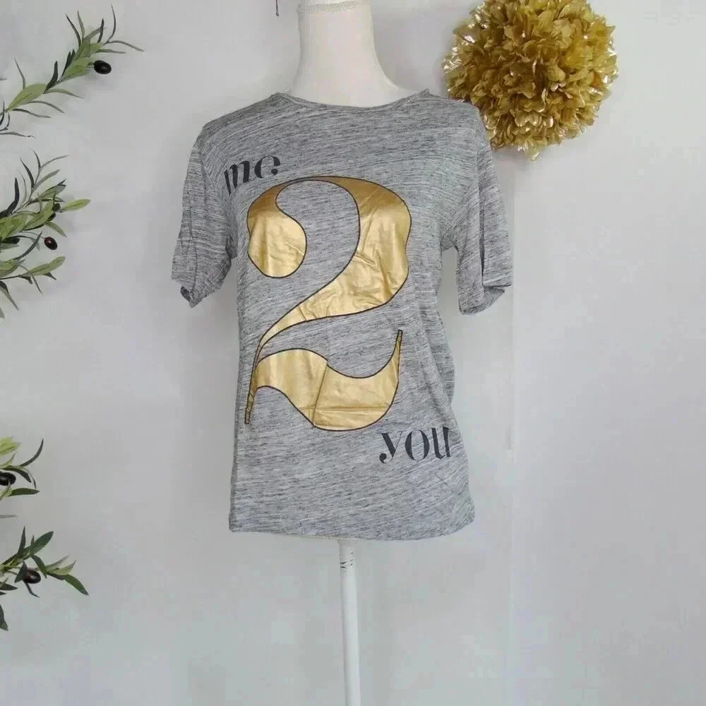 J.CREW Women's Graphic Tee "Me 2 You" Gray Size Medium